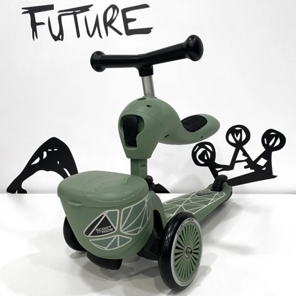 Monopattino e Triciclo 2 in 1 Highwaykick 1 Lifestyle con portaoggetti - Verde - foto 2