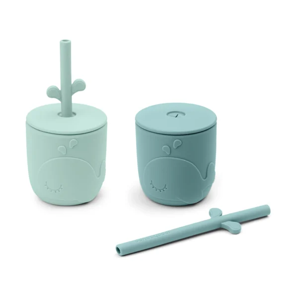 Set 2 bicchieri Peekaboo Done by Deer in silicone alimentare - Azzurro
