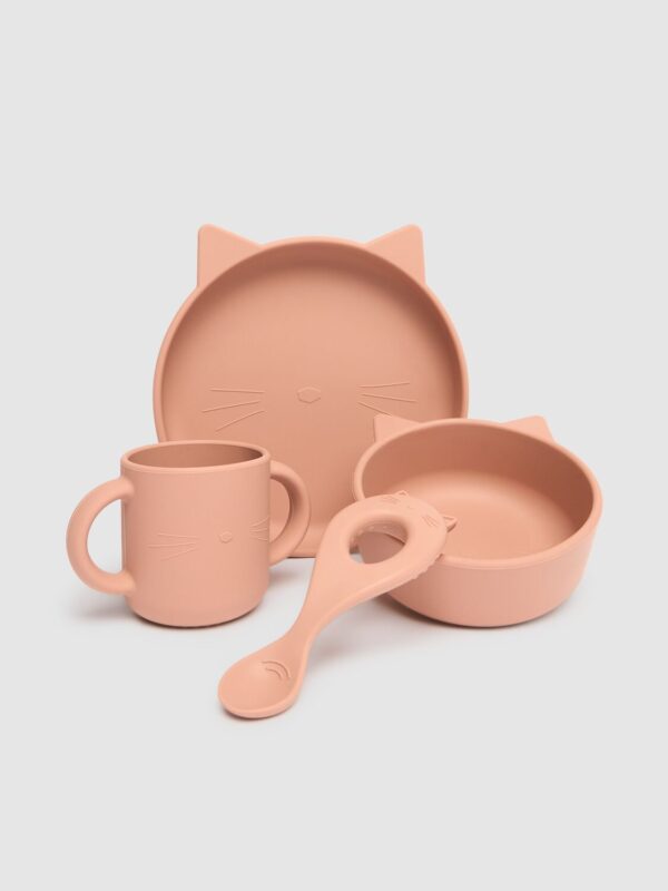 Set pappa silicone Vivi - Gatto Dark Rose