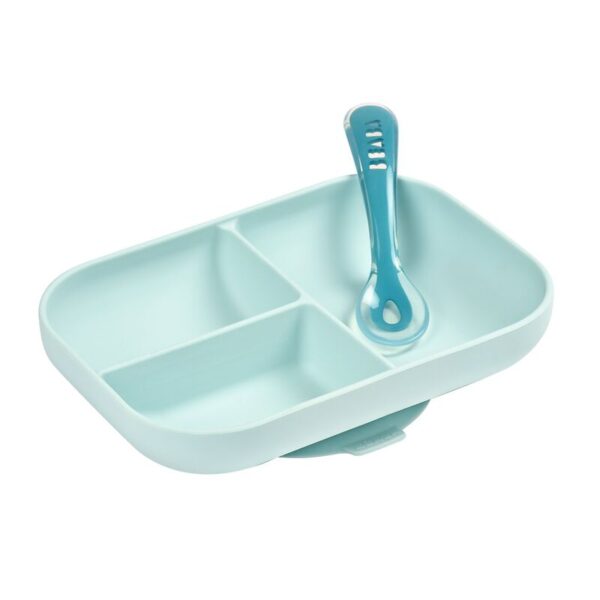 Set pappa in silicone con comparti - azzurro