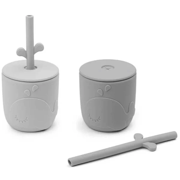 Set 2 bicchieri Peekaboo Done by Deer in silicone alimentare - Grigio