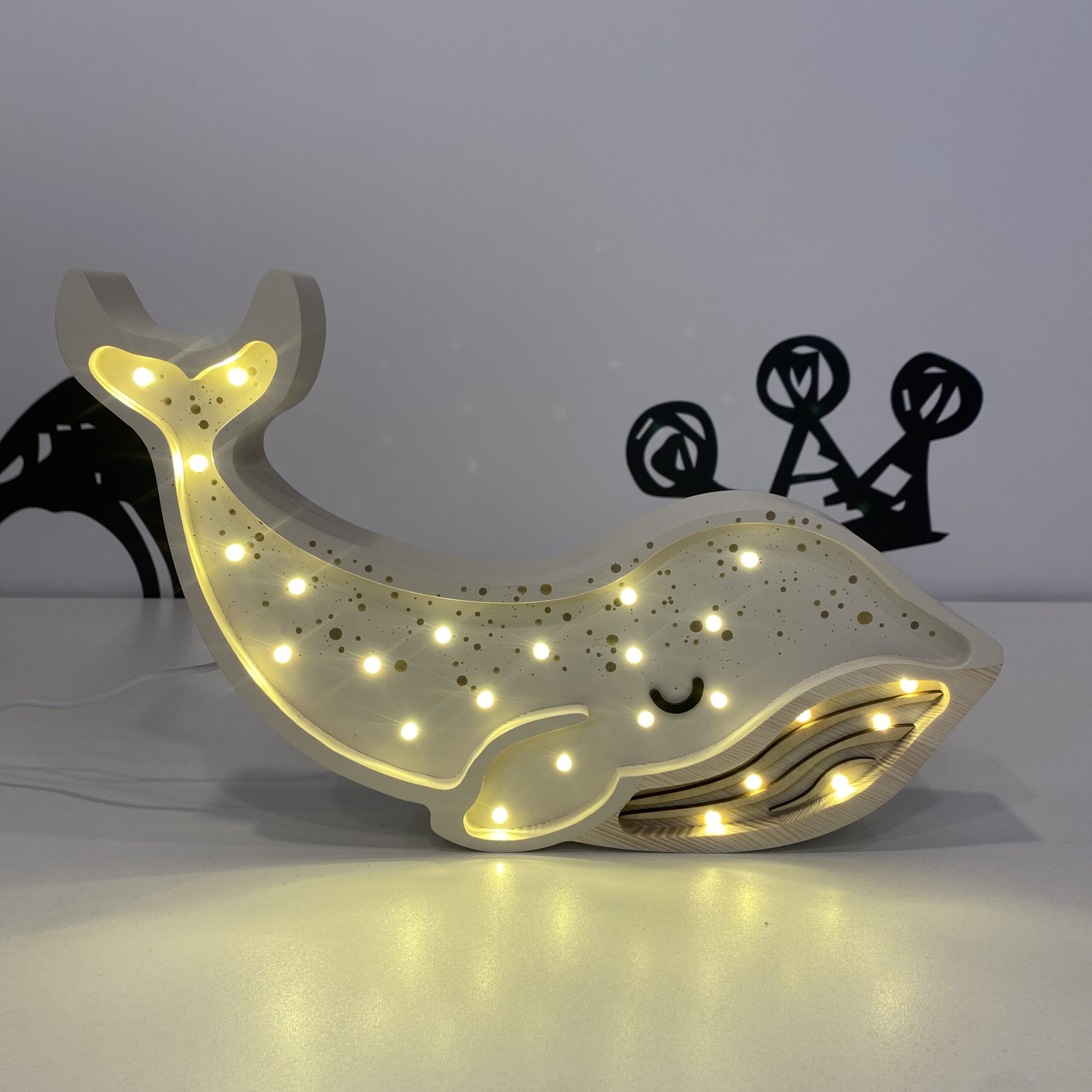 Lampada Led in legno- Balena