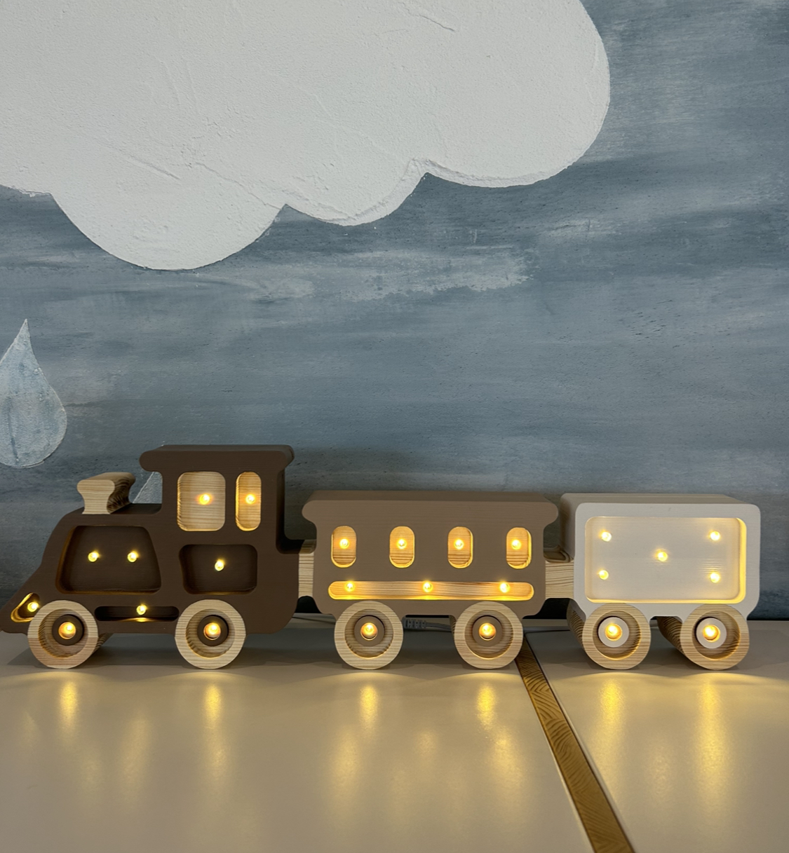 Lampada Led in legno- Treno Beige