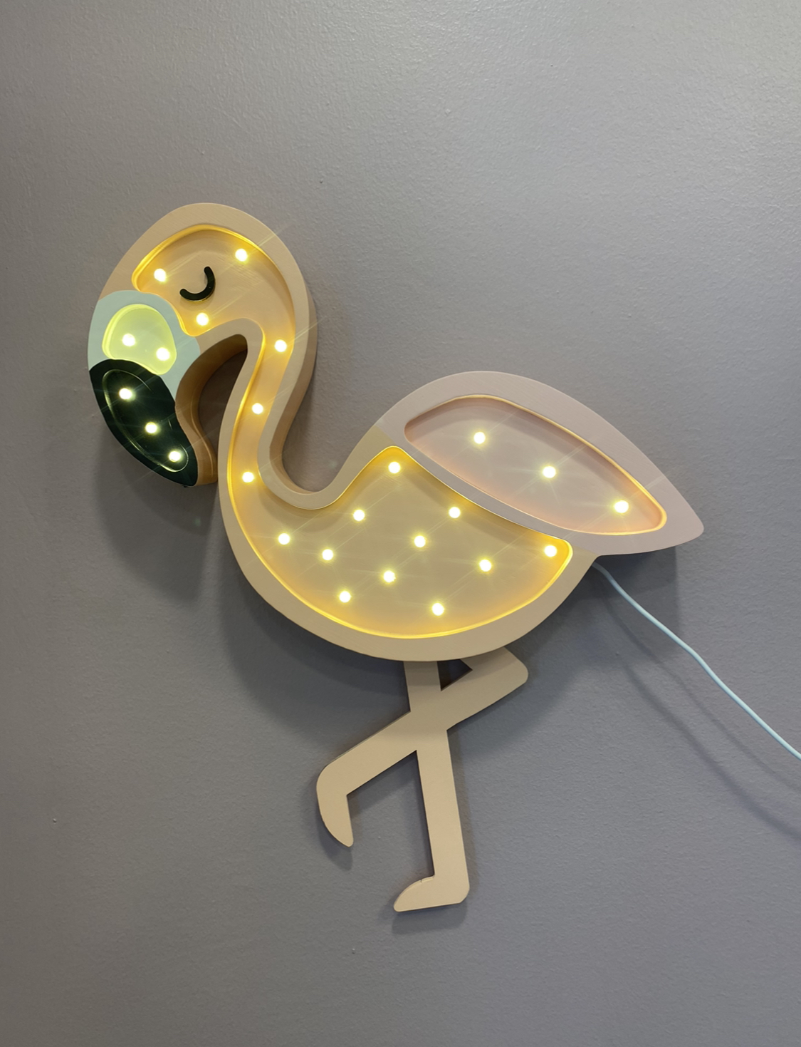 Lampada Led in legno - Fenicottero