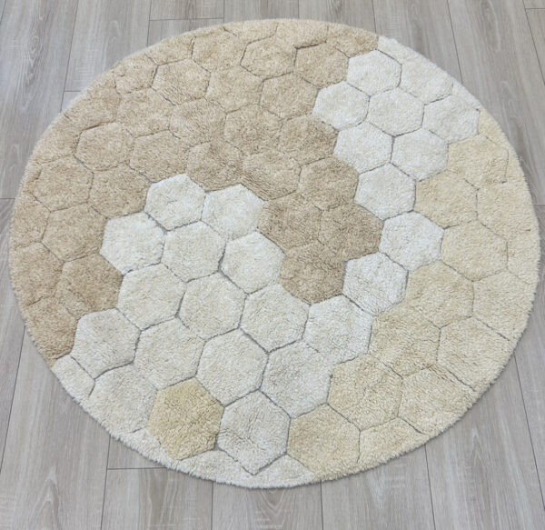 Tappeto lavabile tondo - Honeycomb golden