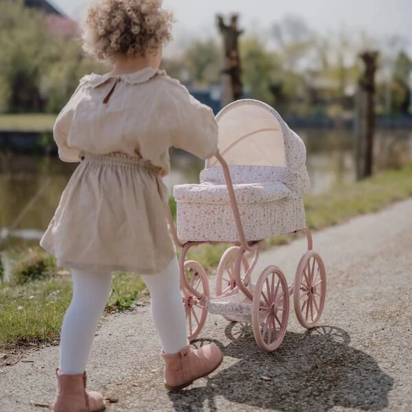Carrozzina In Metallo Per Bambole Little Dutch - Bianco con Fiori - immagine 4