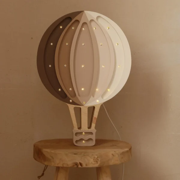 Lampada Led in legno - Mongolfiera cappuccino