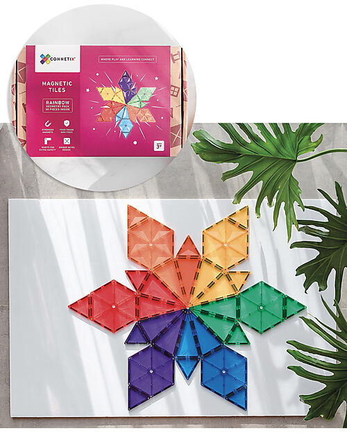 Connetix Set Forme Geometriche Arcobaleno - 30 pezzi