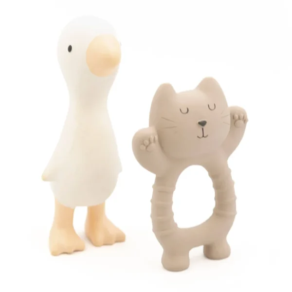 Set Bamboom in gomma naturale Gatto e Papera - Sand Off White