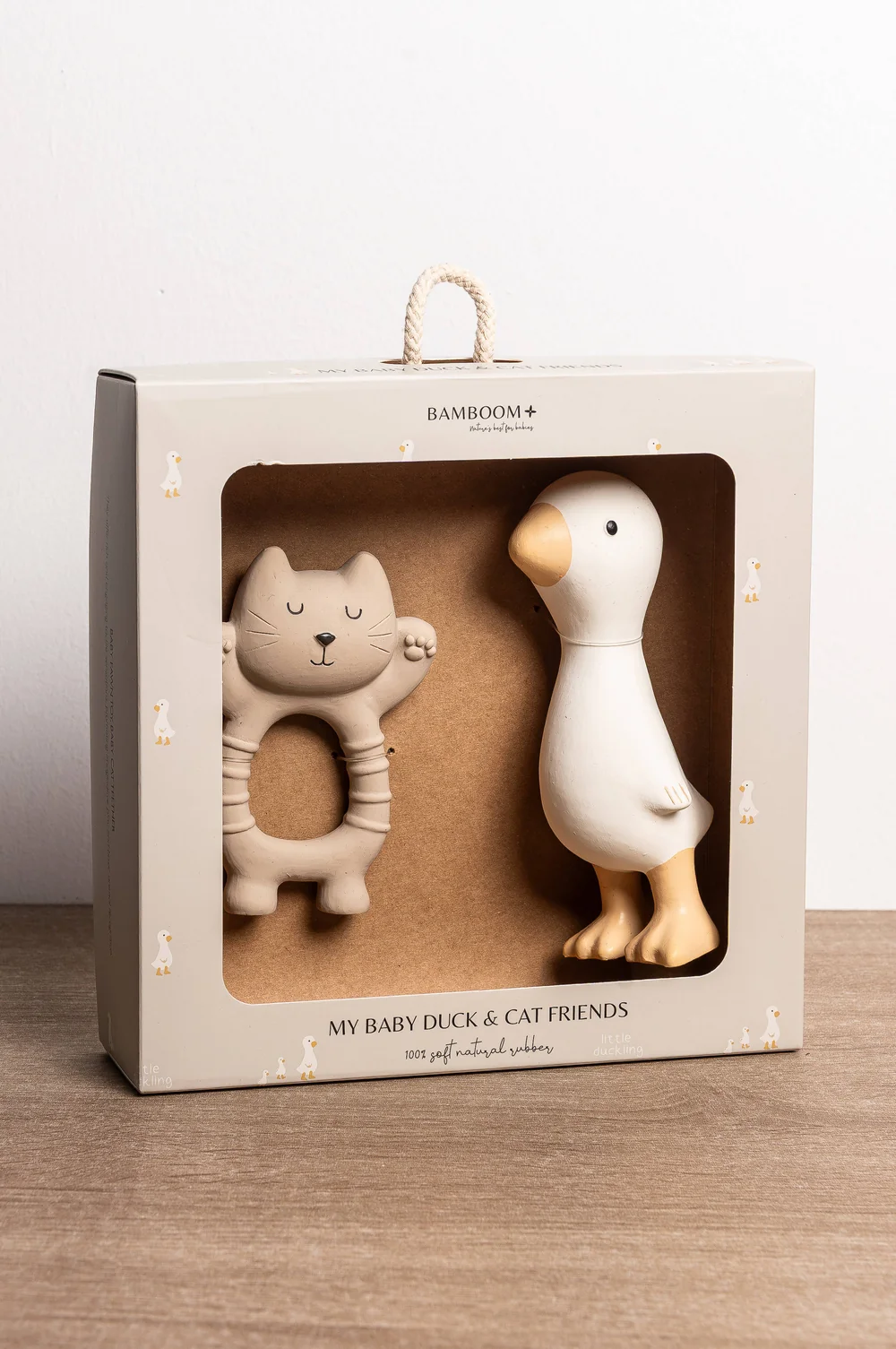 Set Bamboom in gomma naturale Gatto e Papera - Sand Off White - immagine 3