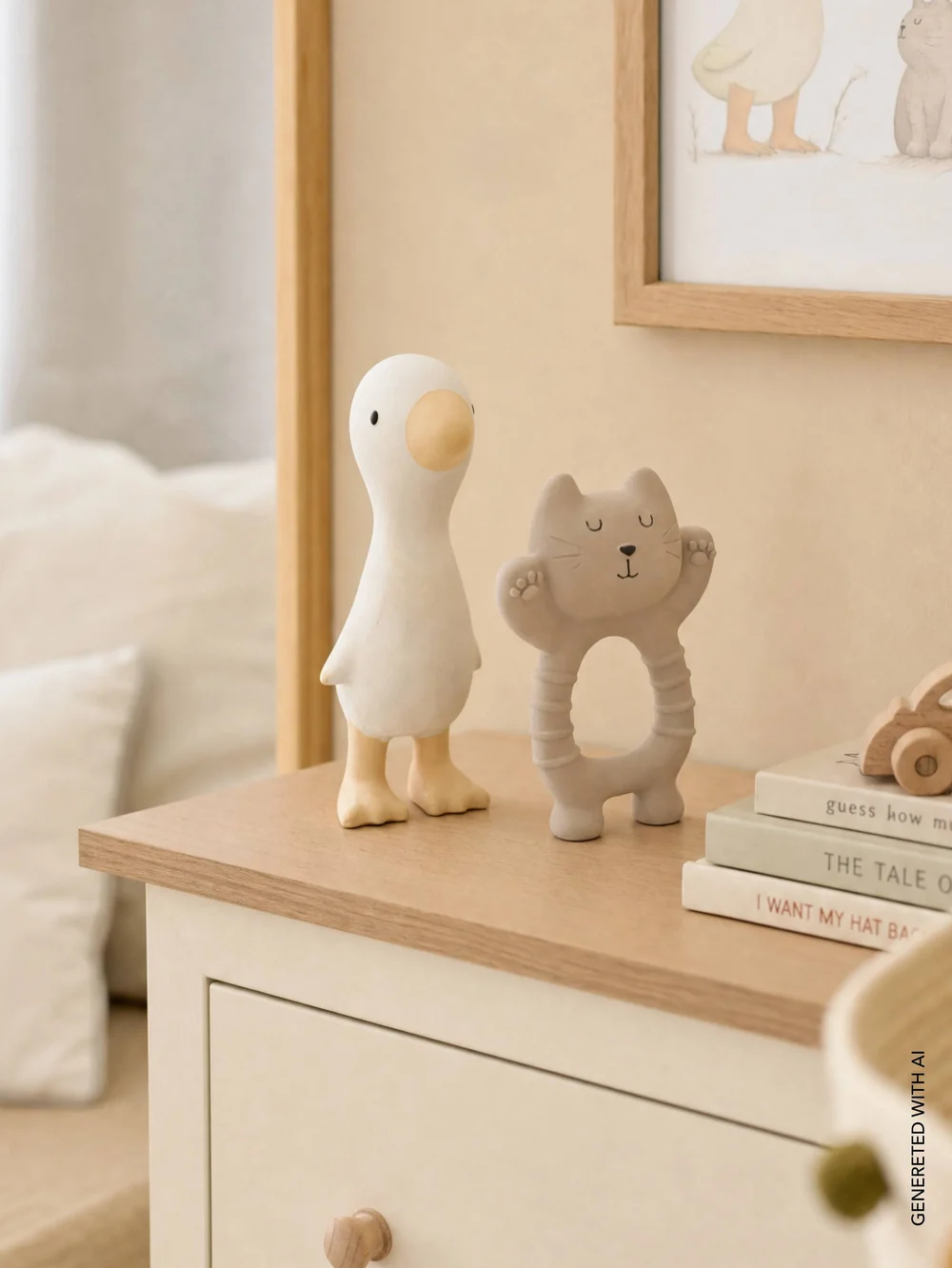 Set Bamboom in gomma naturale Gatto e Papera - Sand Off White - immagine 2